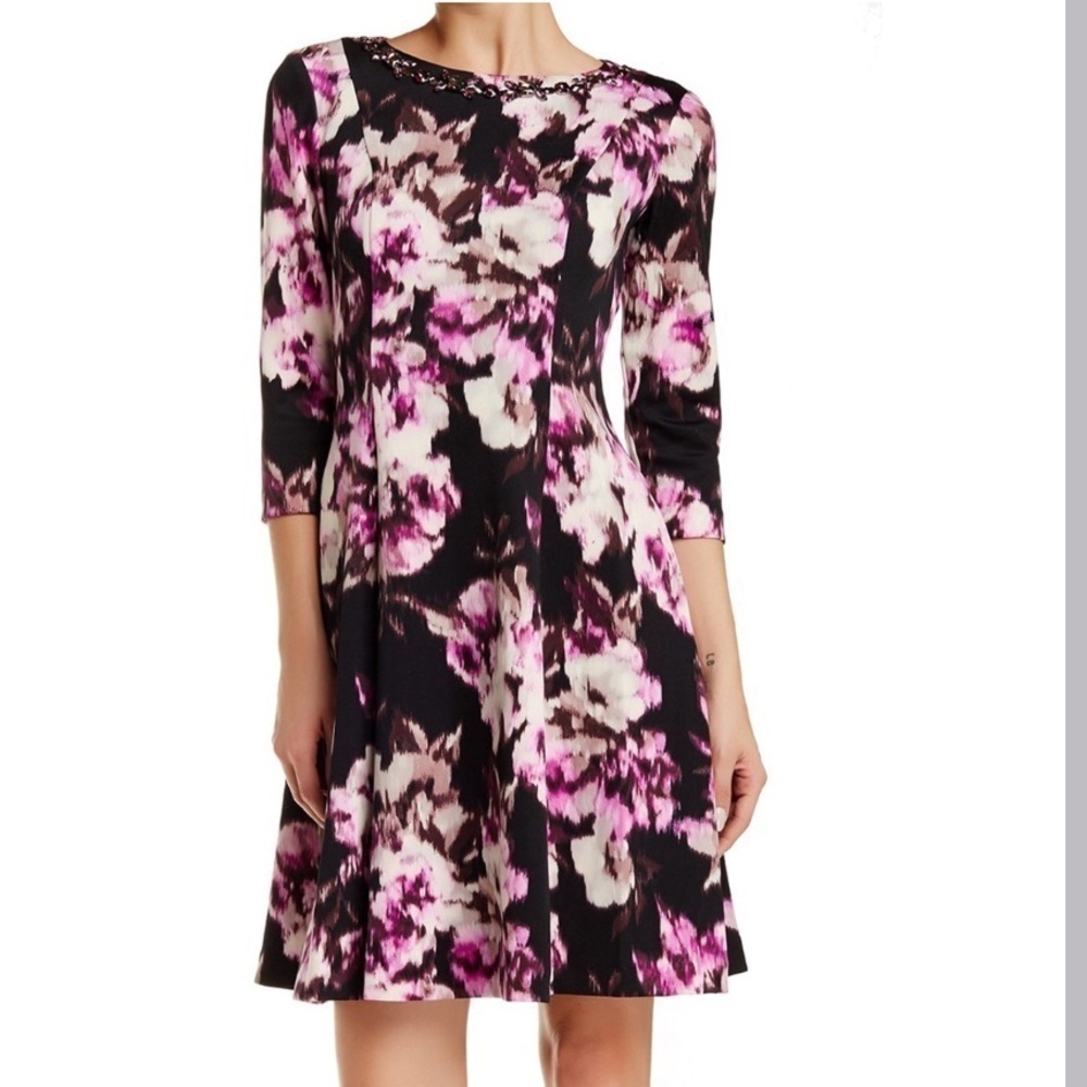 JESSICA HOWARD•Purple Floral Print Dress